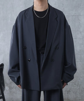 ルーズシルエット スウィッチング ダブルテーラードジャケット