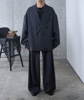 ルーズシルエット スウィッチング ダブルテーラードジャケット