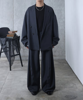 ルーズシルエット スウィッチング ダブルテーラードジャケット