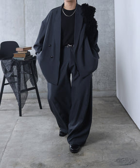 ルーズシルエット スウィッチング ダブルテーラードジャケット