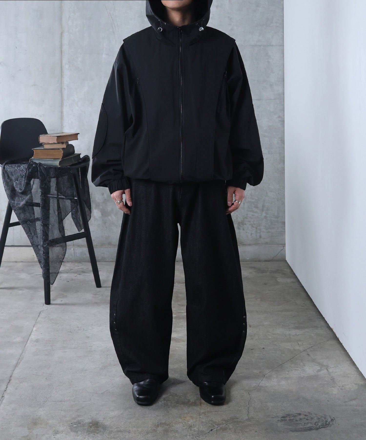 リジット / ワンウォッシュ バレルレッグ リベットデニムパンツ