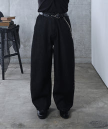 リジット / ワンウォッシュ バレルレッグ リベットデニムパンツ