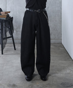 リジット / ワンウォッシュ バレルレッグ リベットデニムパンツ