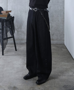 リジット / ワンウォッシュ バレルレッグ リベットデニムパンツ