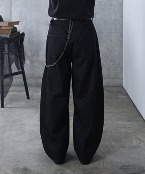 リジット / ワンウォッシュ バレルレッグ リベットデニムパンツ