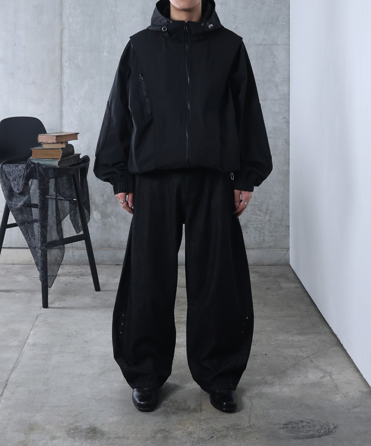 リジット / ワンウォッシュ バレルレッグ リベットデニムパンツ