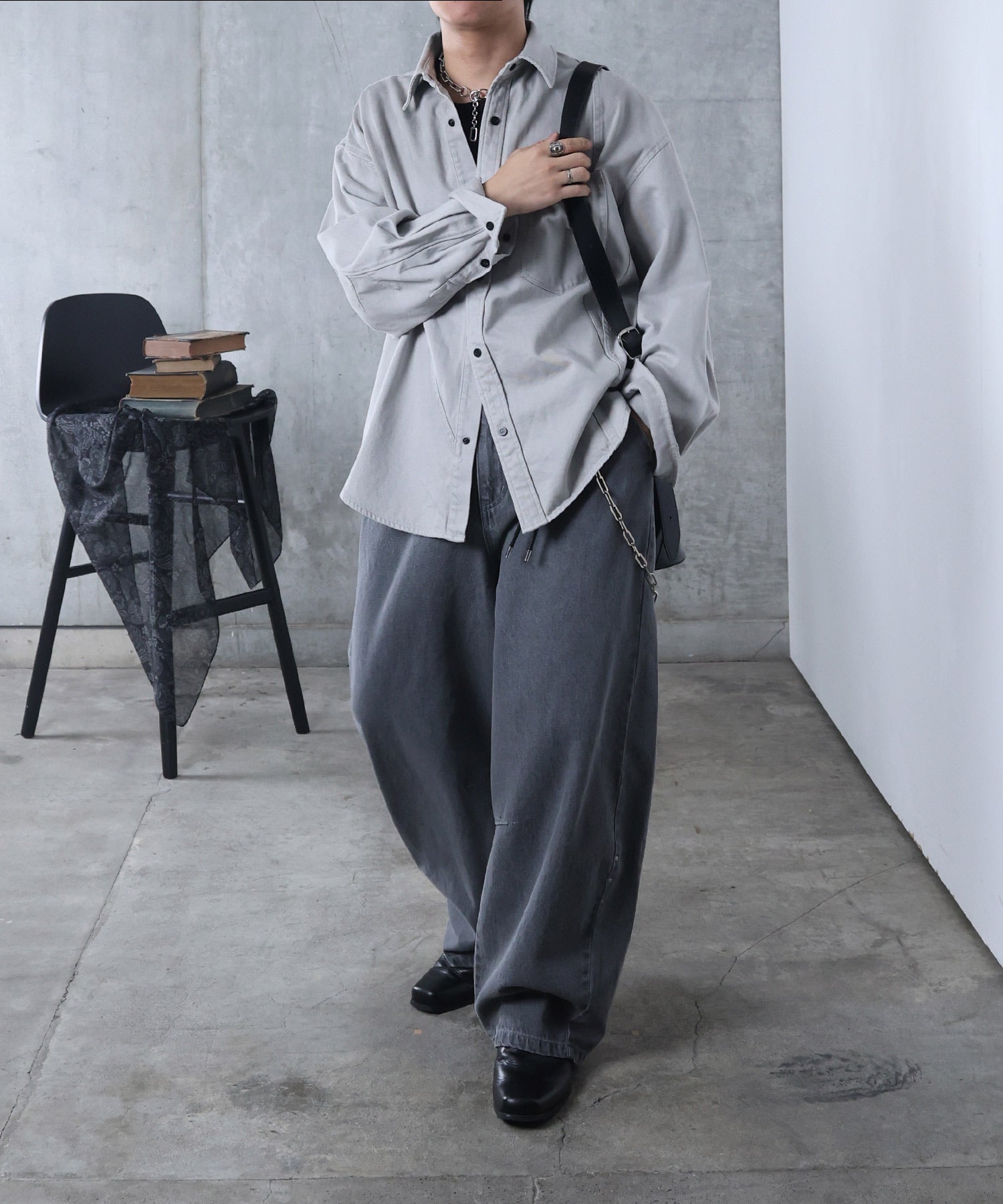 リジット / ワンウォッシュ バレルレッグ リベットデニムパンツ