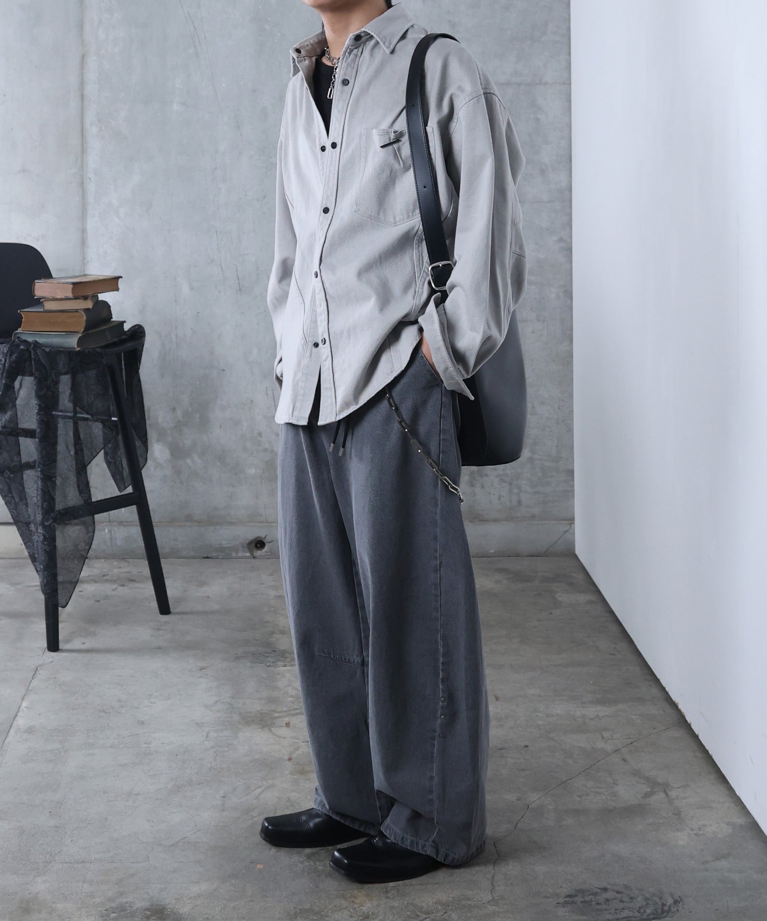 リジット / ワンウォッシュ バレルレッグ リベットデニムパンツ