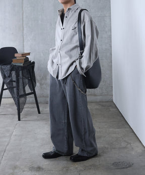 リジット / ワンウォッシュ バレルレッグ リベットデニムパンツ