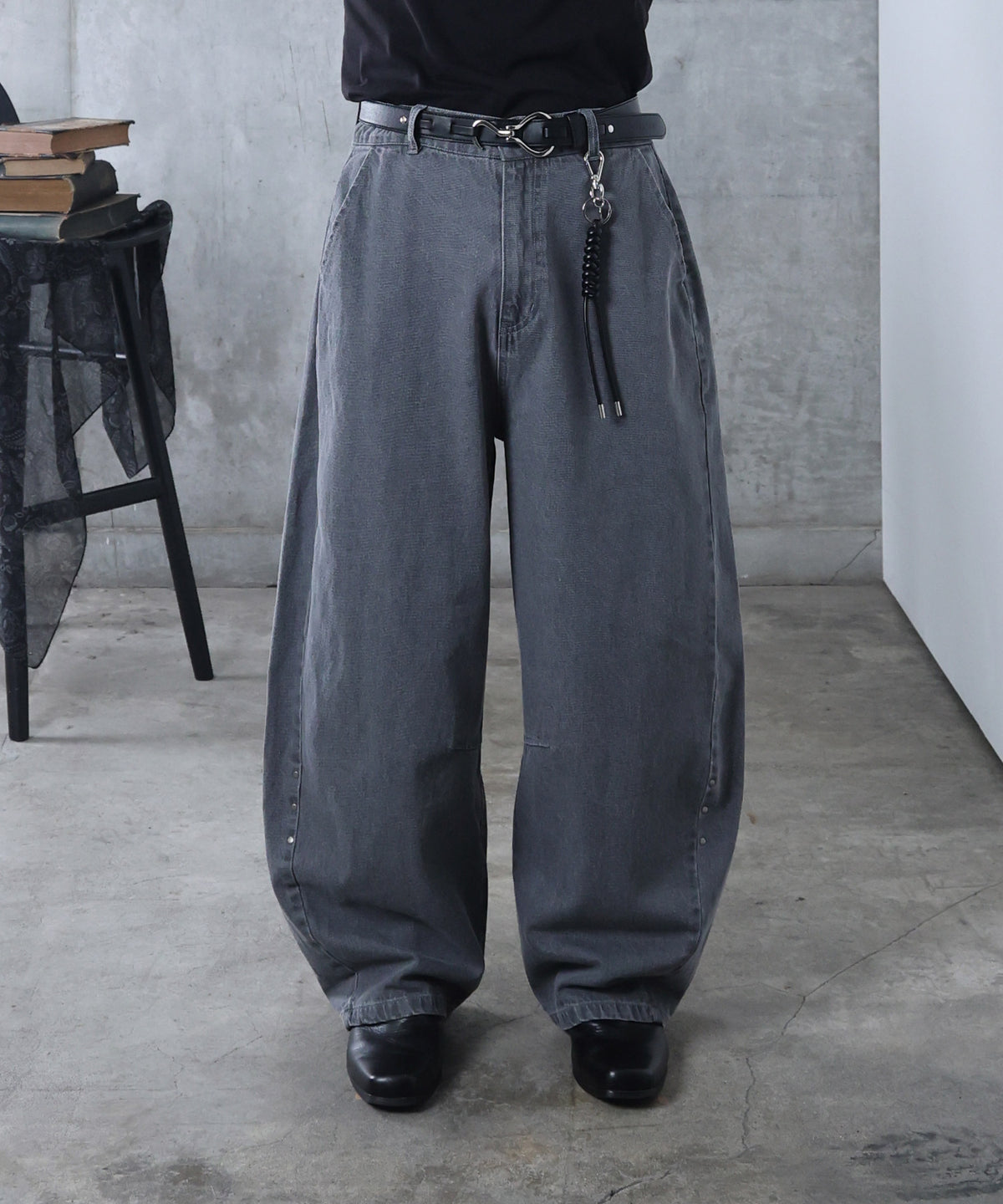 リジット / ワンウォッシュ バレルレッグ リベットデニムパンツ