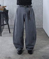 リジット / ワンウォッシュ バレルレッグ リベットデニムパンツ