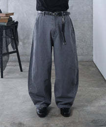 リジット / ワンウォッシュ バレルレッグ リベットデニムパンツ