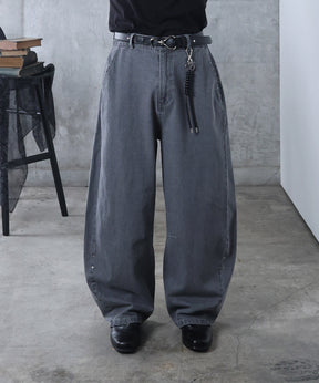 リジット / ワンウォッシュ バレルレッグ リベットデニムパンツ