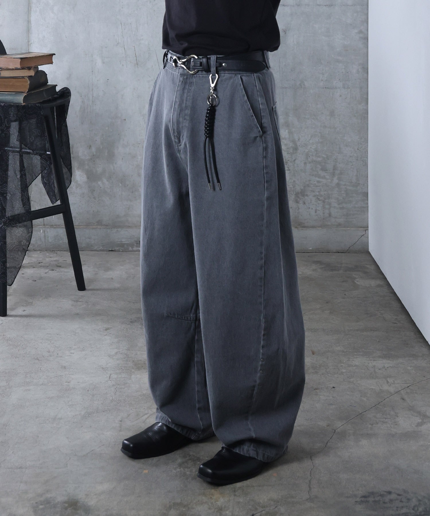 リジット / ワンウォッシュ バレルレッグ リベットデニムパンツ