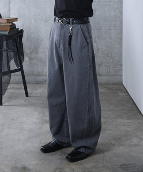 リジット / ワンウォッシュ バレルレッグ リベットデニムパンツ