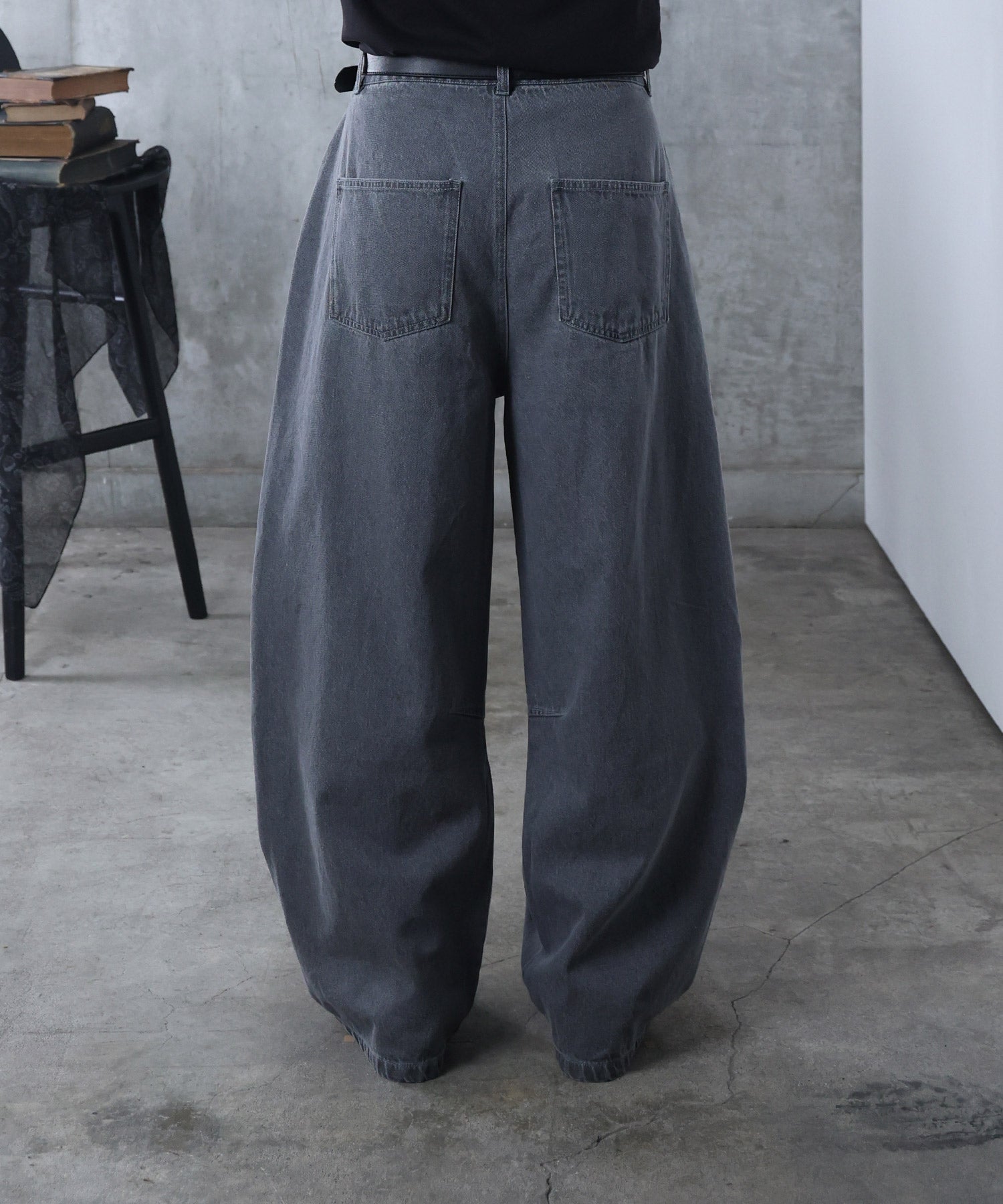 リジット / ワンウォッシュ バレルレッグ リベットデニムパンツ