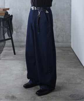 リジット / ワンウォッシュ バレルレッグ リベットデニムパンツ