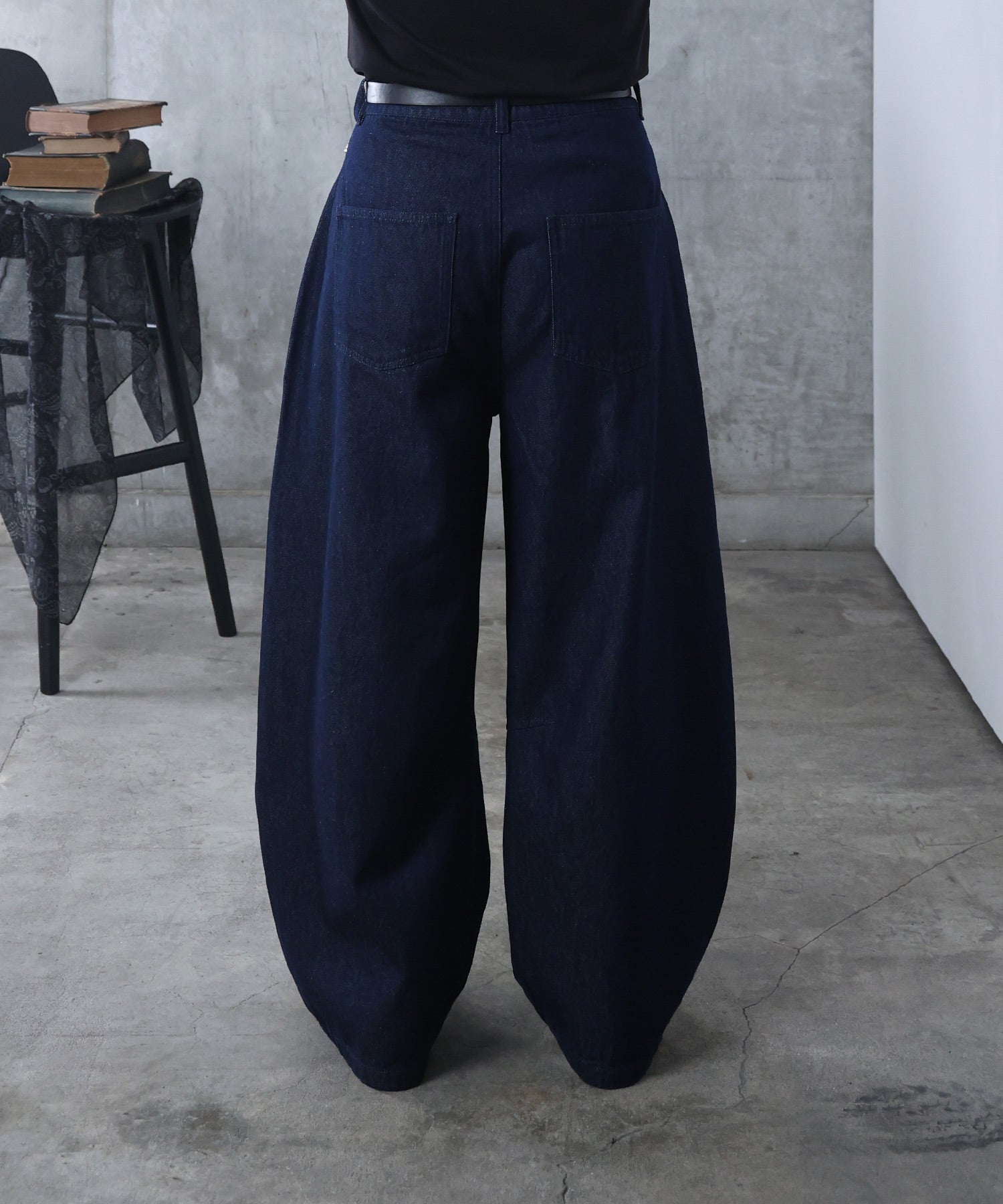 リジット / ワンウォッシュ バレルレッグ リベットデニムパンツ