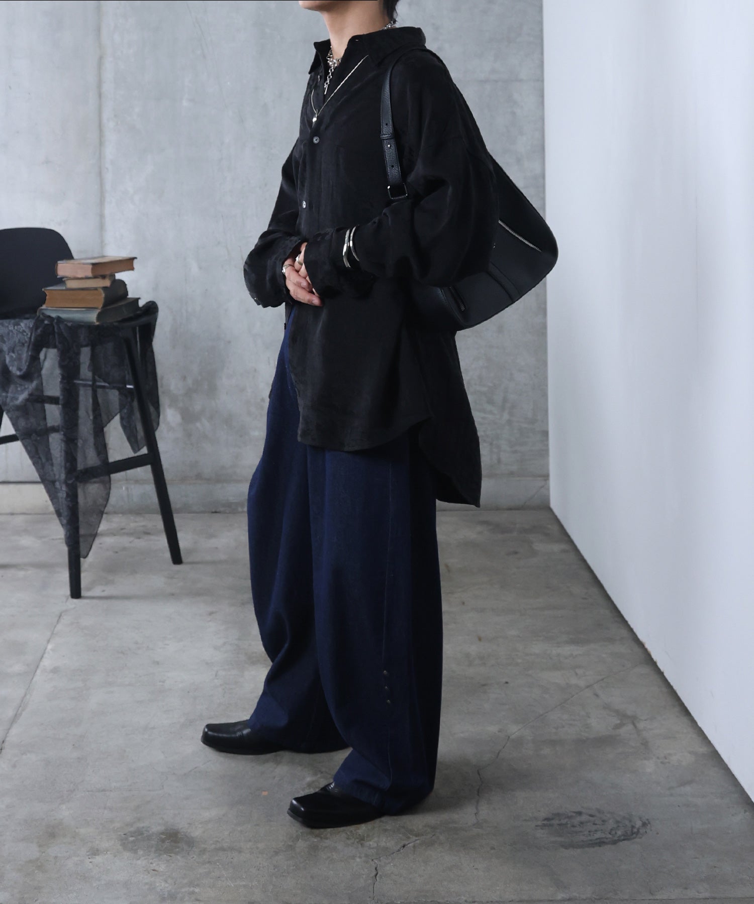 リジット / ワンウォッシュ バレルレッグ リベットデニムパンツ