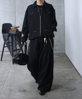 3Dパターン タック ワイド カーブパンツ