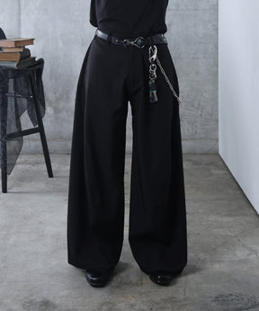 3Dパターン タック ワイド カーブパンツ