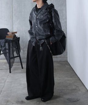 3Dパターン タック ワイド カーブパンツ