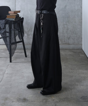 3Dパターン タック ワイド カーブパンツ