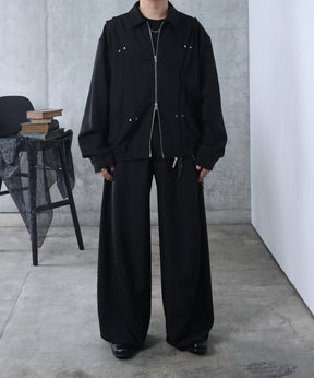 3Dパターン タック ワイド カーブパンツ