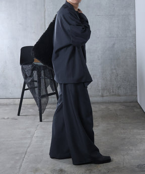 3Dパターン タック ワイド カーブパンツ