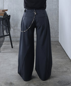 3Dパターン タック ワイド カーブパンツ