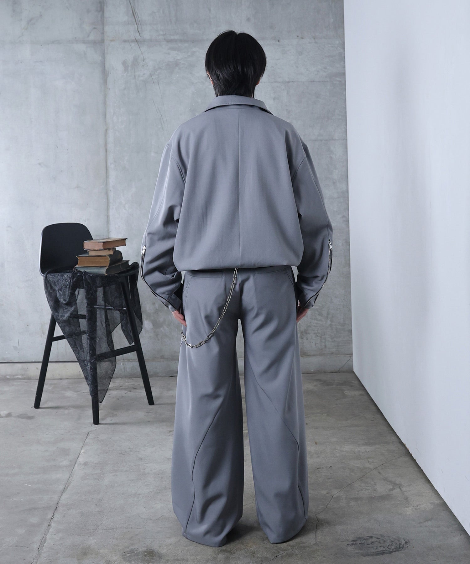 3Dパターン タック ワイド カーブパンツ