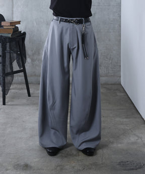 3Dパターン タック ワイド カーブパンツ