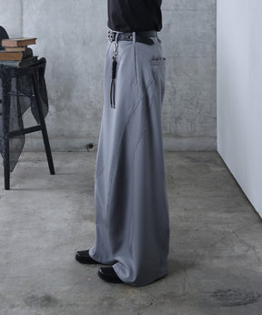 3Dパターン タック ワイド カーブパンツ