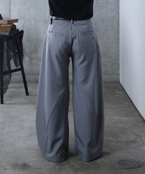 3Dパターン タック ワイド カーブパンツ