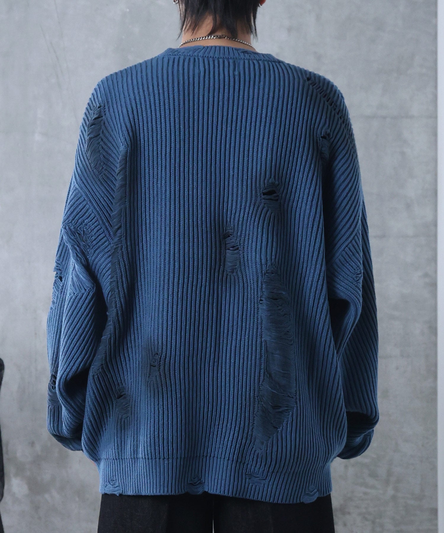 ダメージ スプレー加工 ニット プルオーバー