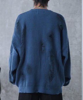 ダメージ スプレー加工 ニット プルオーバー