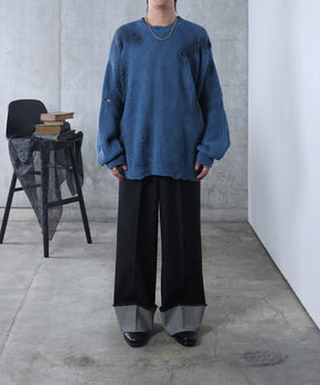 ダメージ スプレー加工 ニット プルオーバー