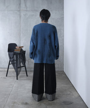 ダメージ スプレー加工 ニット プルオーバー