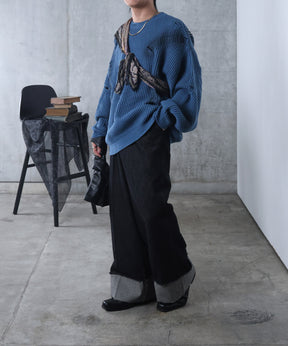 ダメージ スプレー加工 ニット プルオーバー