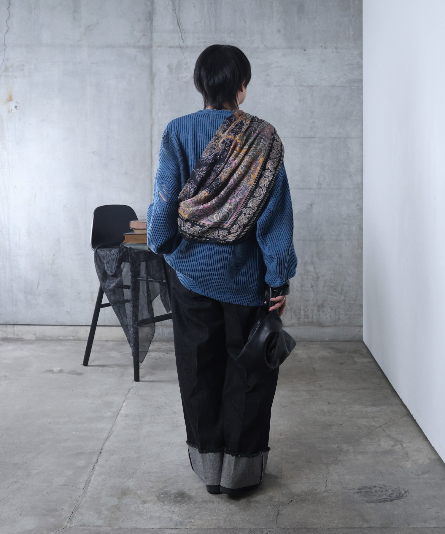 ダメージ スプレー加工 ニット プルオーバー