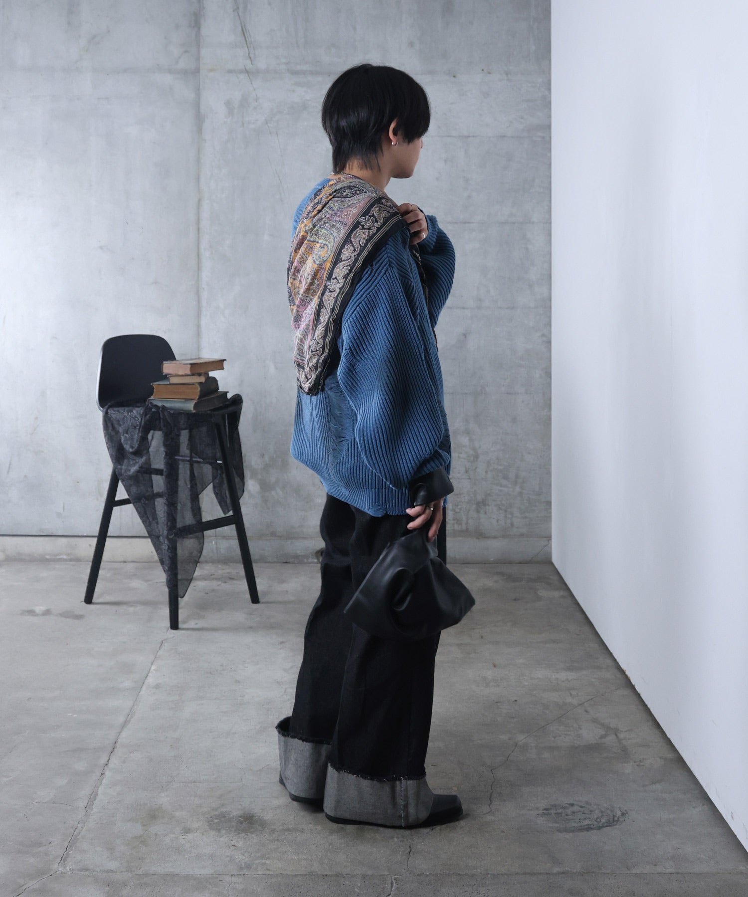 ダメージ スプレー加工 ニット プルオーバー