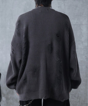 ダメージ スプレー加工 ニット プルオーバー