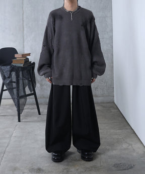 ダメージ スプレー加工 ニット プルオーバー