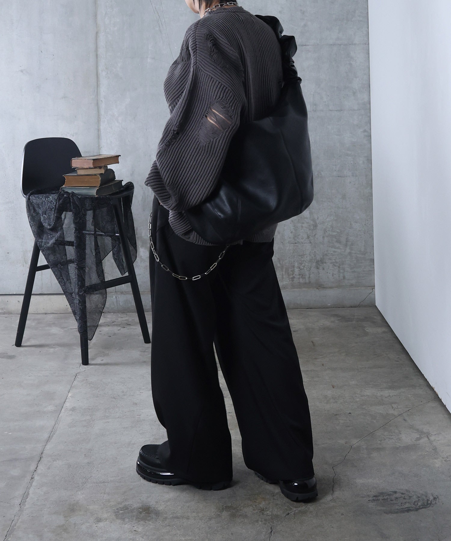 ダメージ スプレー加工 ニット プルオーバー