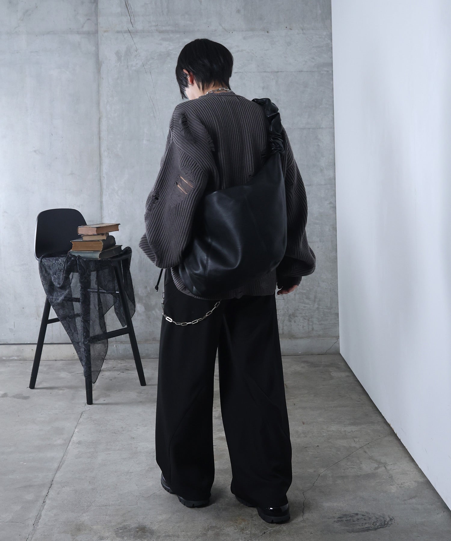 ダメージ スプレー加工 ニット プルオーバー