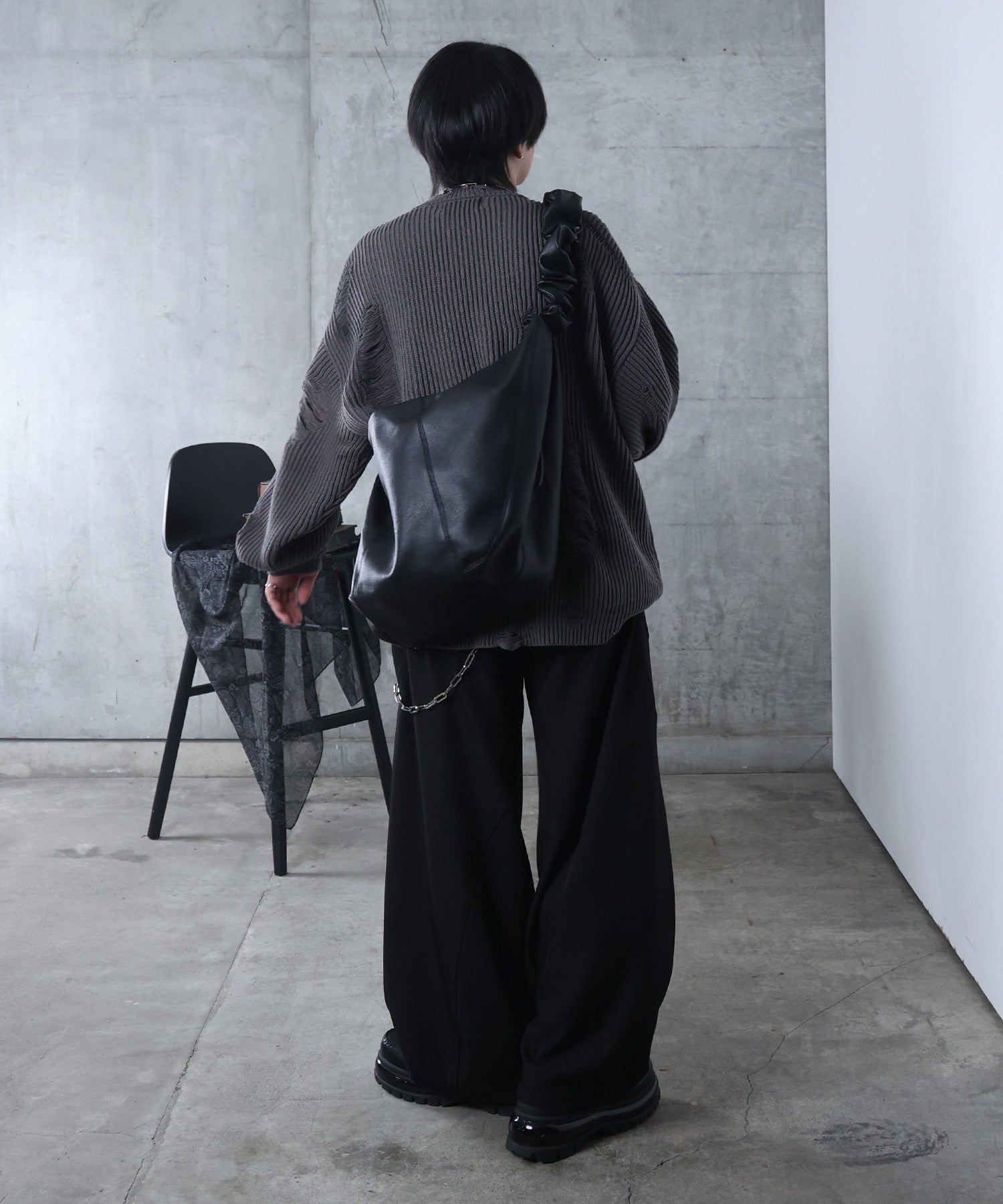 ダメージ スプレー加工 ニット プルオーバー