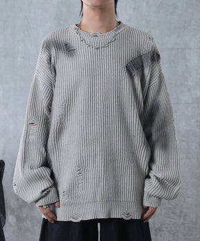 ダメージ スプレー加工 ニット プルオーバー