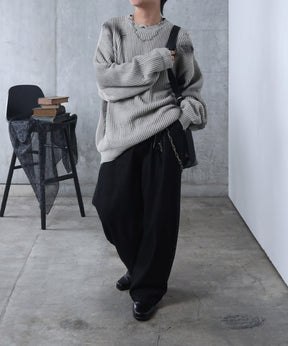 ダメージ スプレー加工 ニット プルオーバー