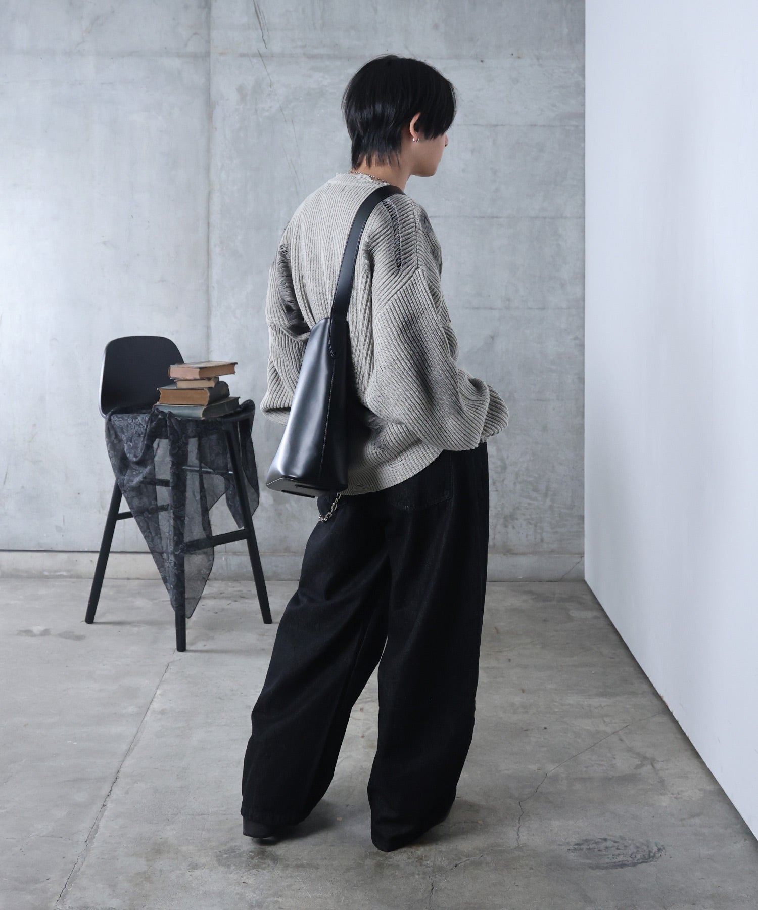 ダメージ スプレー加工 ニット プルオーバー