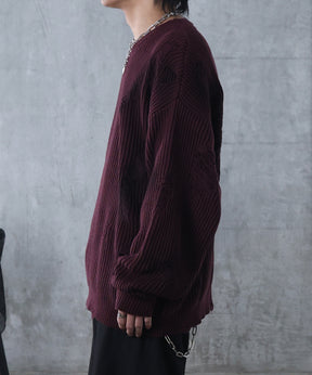 ダメージ スプレー加工 ニット プルオーバー